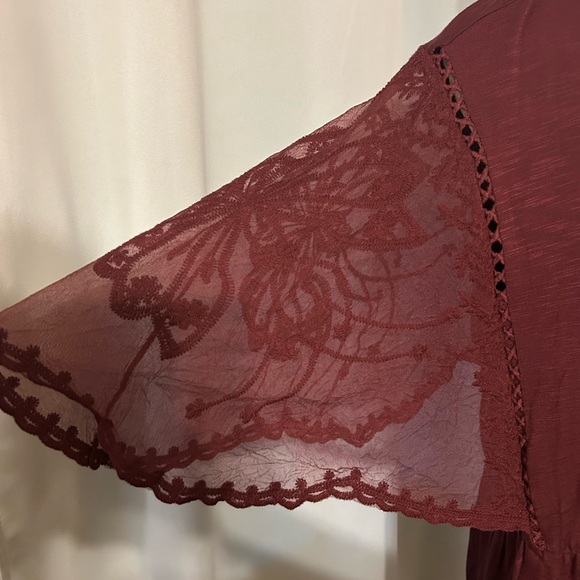 Torrid Knit Crew Neck Lace Dolman Sleeve Babydoll Top - Picture 5 of 7